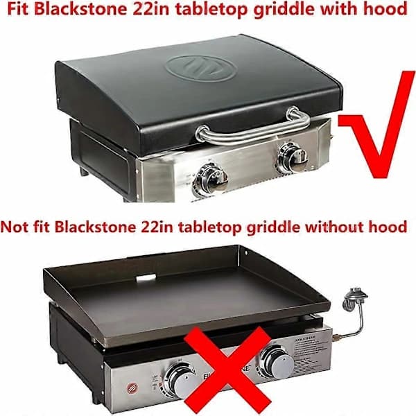 Grillovertræk til Blackstone 22 tommer bordpladegrill med låg, polyester snøreovertræk til campinggrill, sort