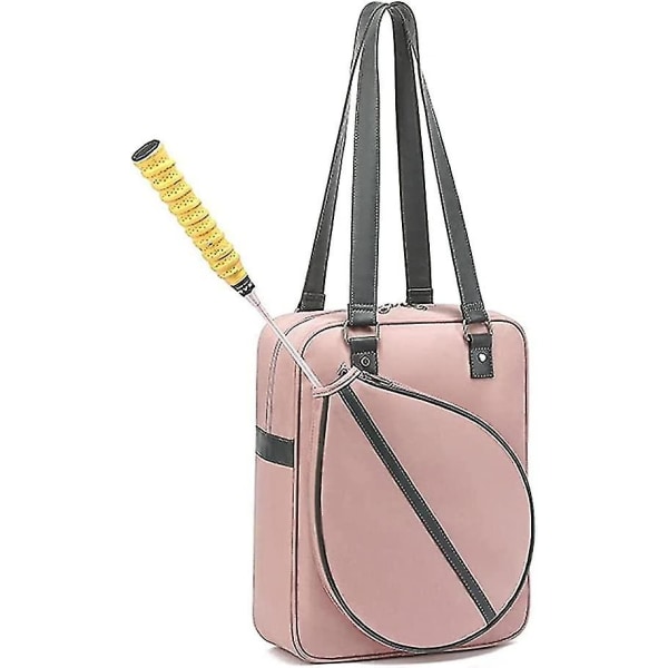 Tennis axelväska, nylon tennisrackethållare med stor kapacitet Ryggsäck Bärbar vattentät sportbadmintonracket (rosa)