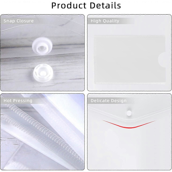 Transparenta plastfickor A4 Dokumentmappar för papper A4 Plastkuvert, 6-pack[PL]