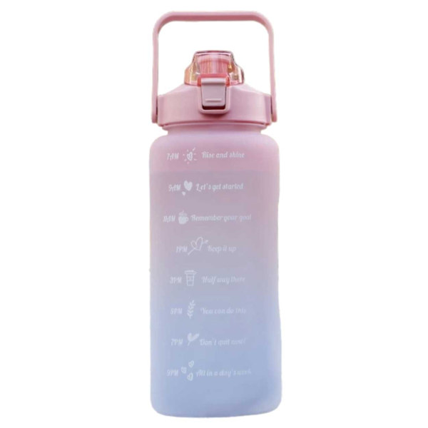 2L Vedenpullo oljella ja aikamerkinnällä, vaaleanpunainen pink