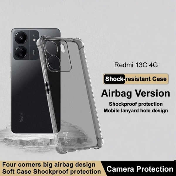 IMAK Xiaomi Redmi 13C 4G Skal Stötsäkert TPU Tonad Svart