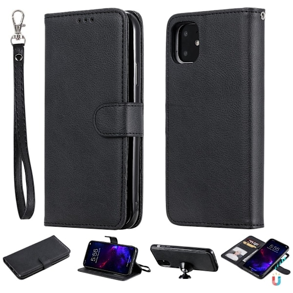 iPhone 11 - Pung Etui/Magnetisk Cover 2i1 - Sort Black Sort