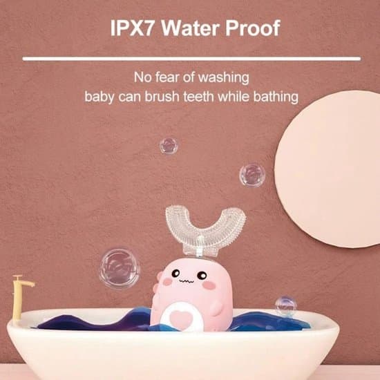 U-formet sonisk elektrisk tandbørste til børn, bløde silikonebørster, 3 tilstande, 60-sekunders timer, alder 6-12, grøn