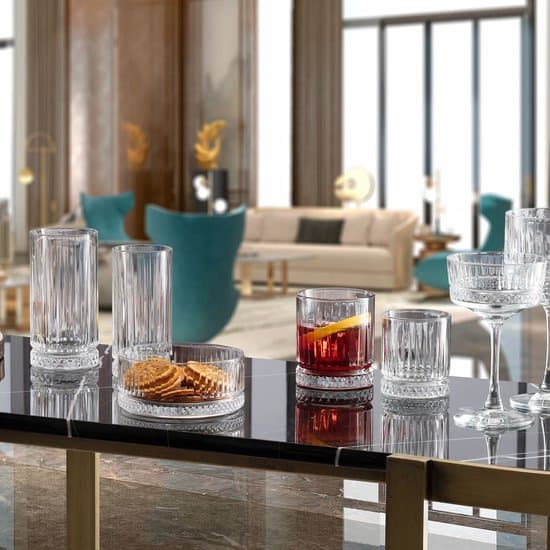Pasabahce Elysia dricksglas set om 12, 35,5 cl kristalliknande Old Fashioned-glas för vatten, juice, whiskey, diskmaskinssäkra