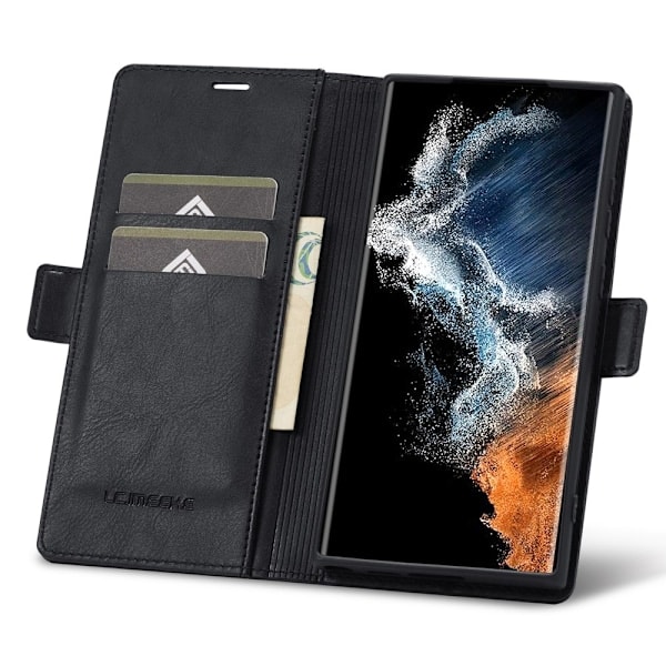 LC.IMEEKE Galaxy S23 Ultra Etui RFID Magnetisk Lukning Sort