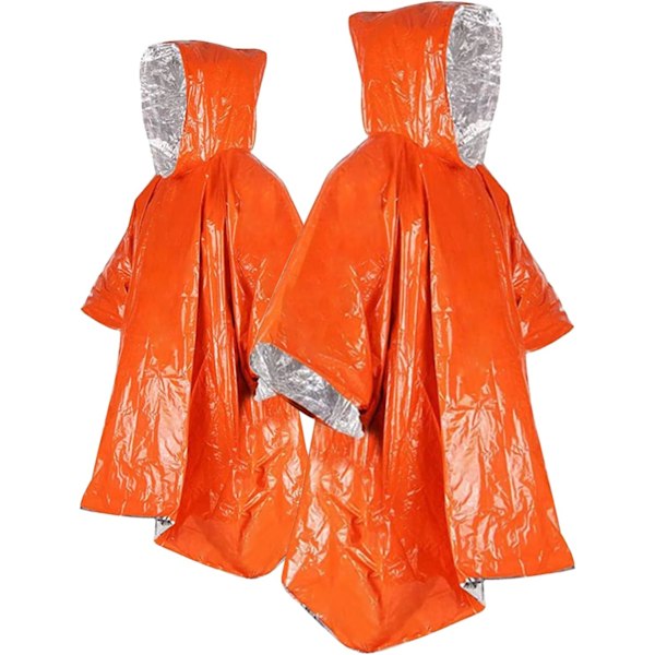 2 set-Nödöverdrag-2*Orange regnrock