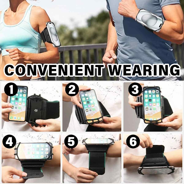 Smartphone Armband med 360° Roterbar Design, Universell Passform för 3.5\" ~ 6.2\" Enheter, Andningsbart Material Säkerställer Komfort Även Under Intensiv Träning