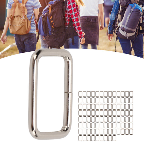 100 st metall fyrkantiga spännen rektangulär metallring för väska handväska väska DIY sömnad hårdvara hantverk silver3/8x25x15mm