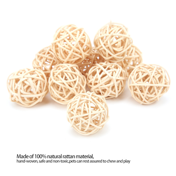 Sepak Takraw -lelu, luonnollinen väri, rottinki, turvallinen ja vaaraton papukaija, pieneläinten pureskelulelu papukaijalle, 3 cm