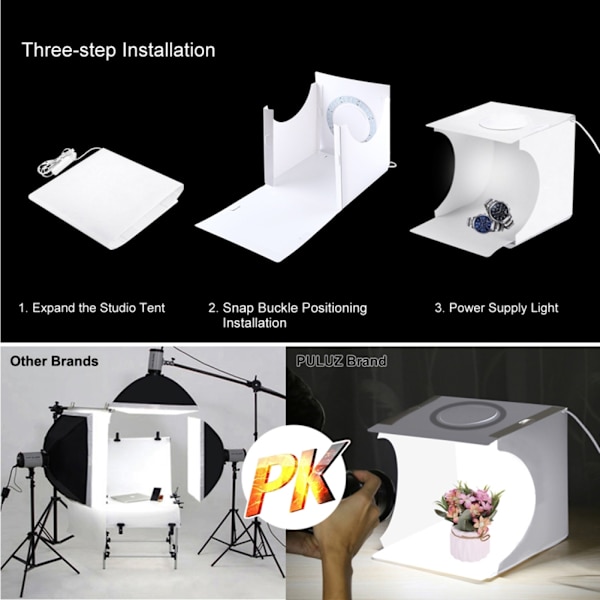 PULUZ PU5023 Bärbar Fällbar LED Ringljus Fotostudio för Småskalig Fotografering