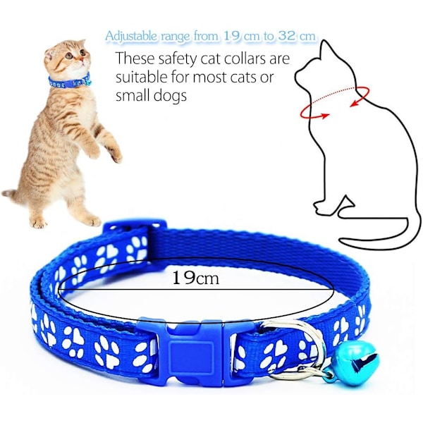 Färgglatt Hund- och Katt-halsband, Säkerhetsspänne med Reflexmaterial, Justerbart Djurhalsband för Säkerhet i Mörker (12 st)