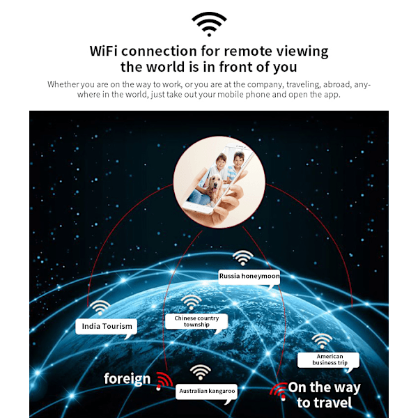 Ultrakompakt Mini Wifi-kamera för hemsäkerhet, automatisk infraröd förbättrad mörkerseende, kontinuerlig inspelning och enkel Wifi-installation