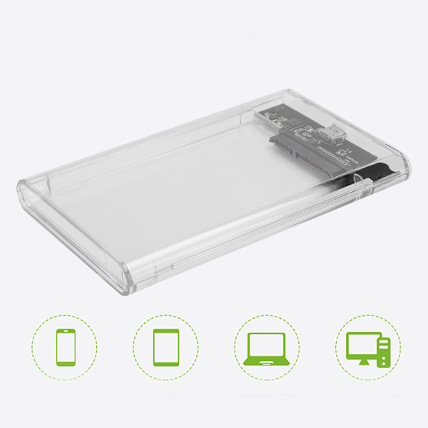 Transparent 2,5 tums SATA HDD SDD Box Case Typ C Mobil Hårddisk Extern Kapsling UASP
