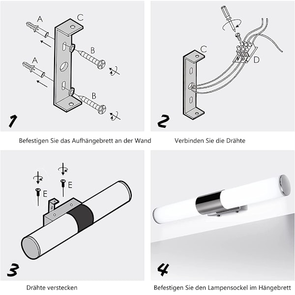 LED-speillampe 40 cm z16 W baderomsspeillampe, nøytral hvit, som veggbelysning for bad