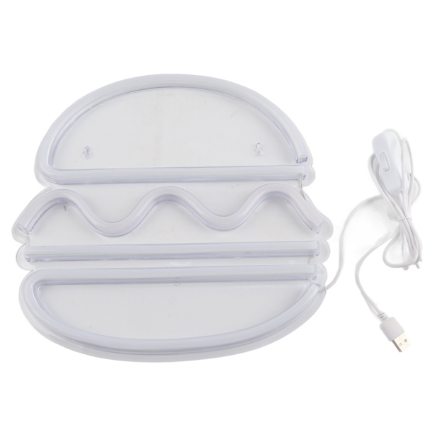 LED Neonljus USB Hamburgare-formad skyltbelysning Hem Sovrum Ba