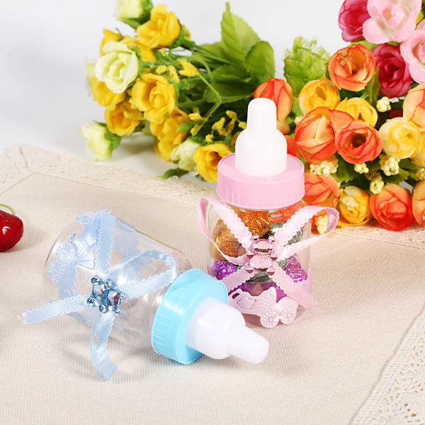 50 stk. godteriflasker i form av babyflasker til baby shower, barneselskap, bryllup eller bursdag (rosa)