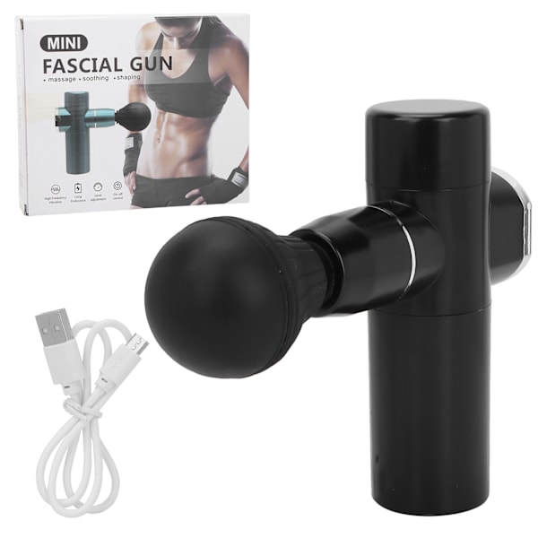 Mini-lihashierontapyssy, kannettava sähkökäyttöinen syväkudosiskumassager, hierontatyökalu, musta
