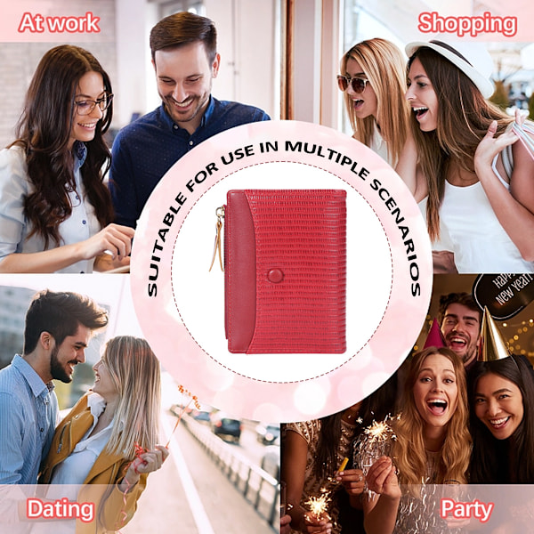 PU Läder Dam Plånbok Bifold Multi Card Case Plånbok med Dragkedja Fick