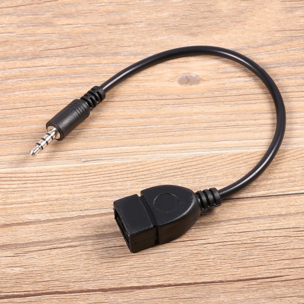 Konverteradapterkabel 3,5 mm han-lyd AUX-stik til USB 2.0 type A hun OTG