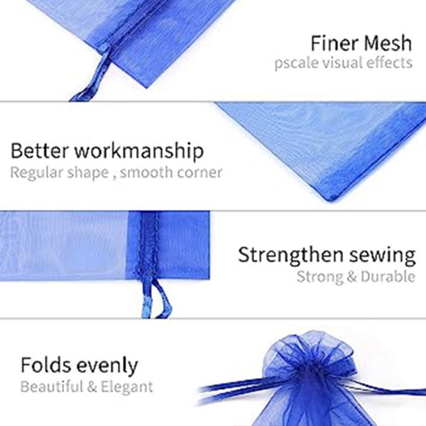 100 stk. 2,8\"x3,6\"(7x9cm) Gaveposer Snøre Organza Smykkeposer, Opbevaringspose