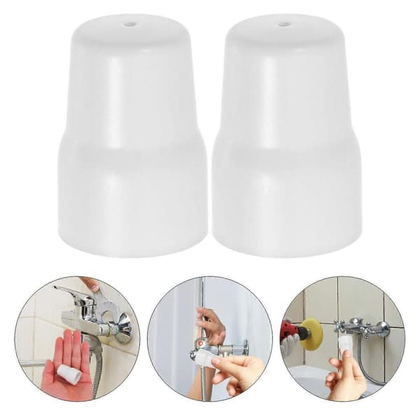 Hvit dusjhodehulltrekk PVC dusjventil trimtrekk 4 stk
