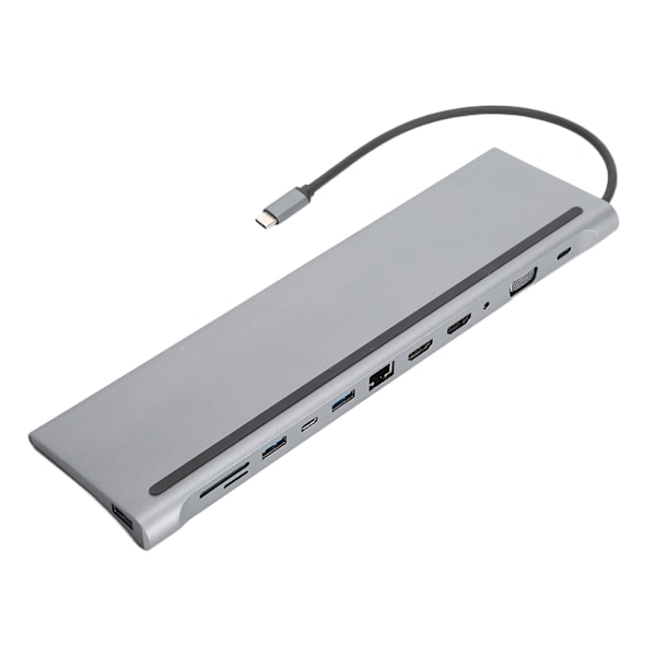 12-i-1 Hub Typ-C 3.0 Expansionsdocka till HDMI-kortläsare Multifunktionell Adapter