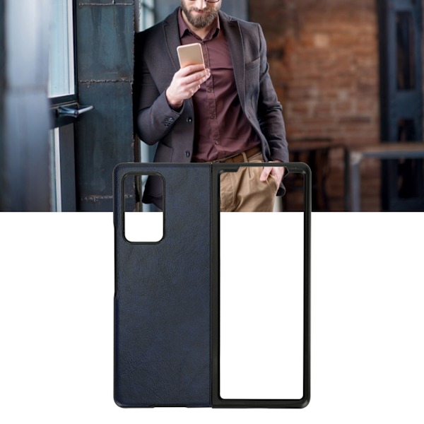 Mobilt telefonfodral i läder för Samsung Galaxy Z Fold 2 skyddande fodral AntiFall-fodral (blå)