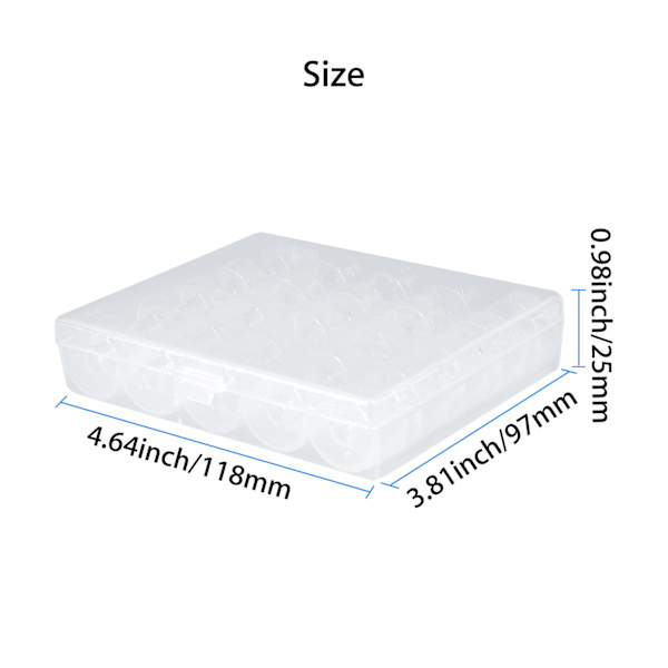 Bobbin Organizer Plastfodral, Transparent 25 Fack Tomma Spolar Rullar Box, Syhantverk Plastfodral Förvaringslåda för Symaskin (1 st låda)