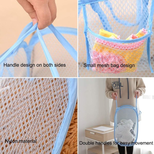 1 st (Lila) Nät Pop-Up Tvättkorg Fällbar Tvättkorg Bärbar Smutsig Klädkorg (30*30*50CM)