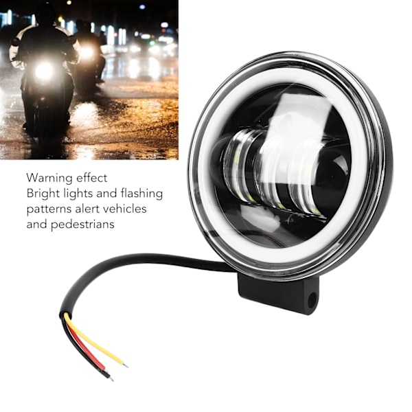 Motorcykelstrålkastare Hög Ljusstyrka Rund LED Extern Varningslampa för Motorcykel