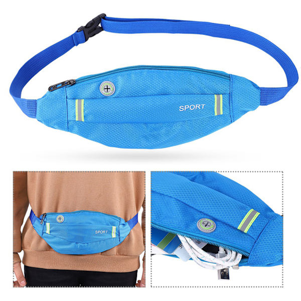 Män Kvinnor Utomhus Sport Löpning Cykling Gym Midjeväska Nylon Pack Blå