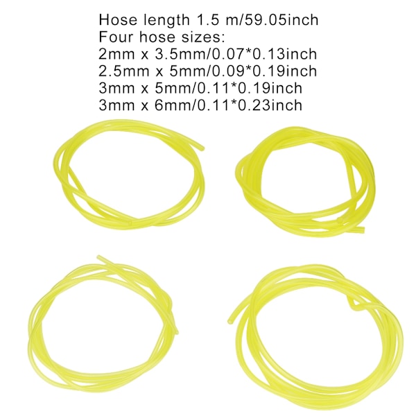 1.5 Meters Fuel Line Hose (4 Sizes) Fuel Pipe Replacement Accessories Set