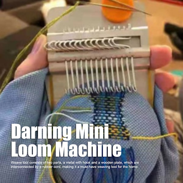 Darning Loom Weave Tool Liten vävstol Kit med 14 krokar 1 nål för hand stickning DIY hantverk