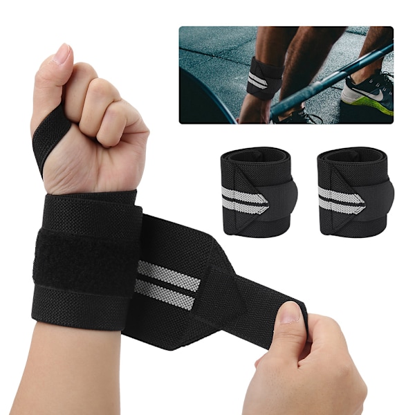2 st viktlyftning handledsskydd tumstöd remmar gym lindning handledsstöd (svart&grå)