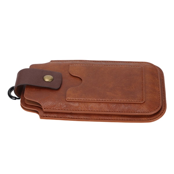 Herr PU Läder Telefon Holster Retro Universal Väska Midjeväska Slida med Midjeclips Ring och Karabinerhake för Utomhus