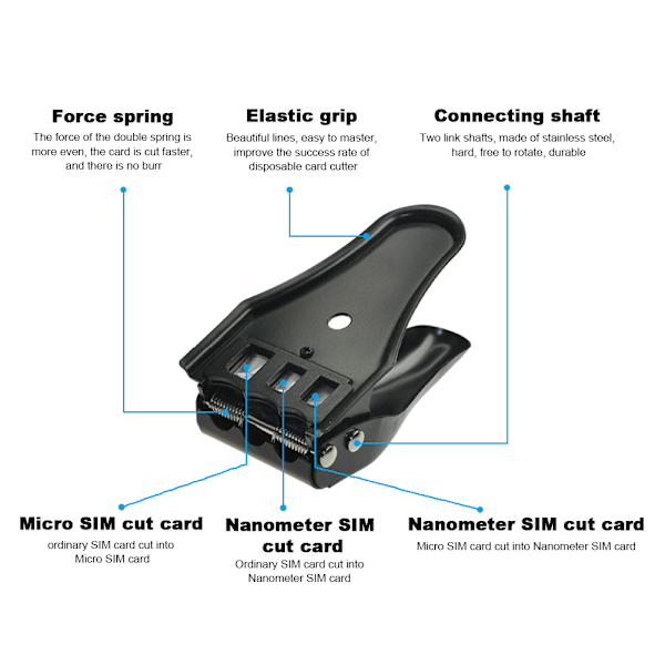 Universell 3 i 1 Standard Micro Nanometer SIM-kortskärare 3 SIM-adapter 1 SIM-kortsnål
