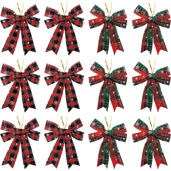 12 delar Nœuds de Noël dekorationer d'arcs de Sapin de Noël