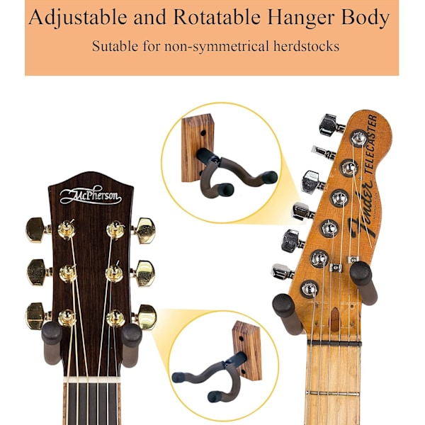 Gitarrväggfäste Zebra Hårdträ Gitarr Ukulele Väggfäste Gitarrhängare Vägghållare Stativ för Akustisk Elgitarr Bas Banjo Mandolin