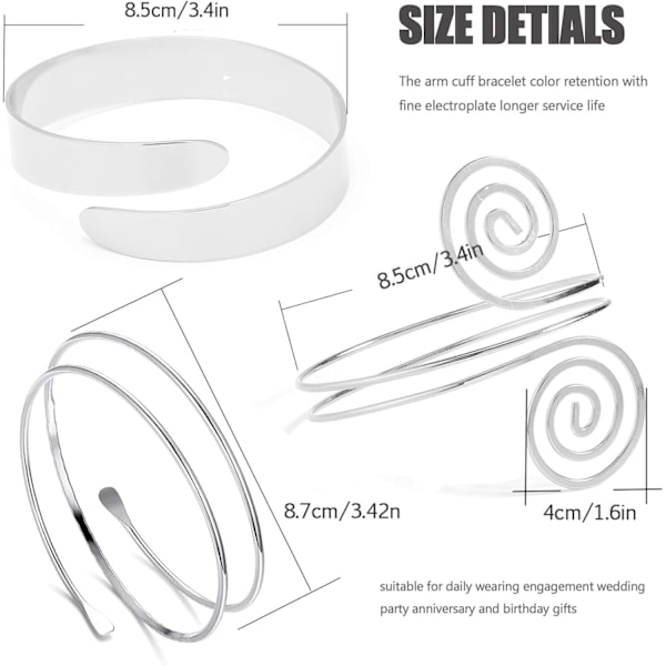 6 st Minimalistisk Spiral Övre Armband Justerbar Manschett Armlet Arm