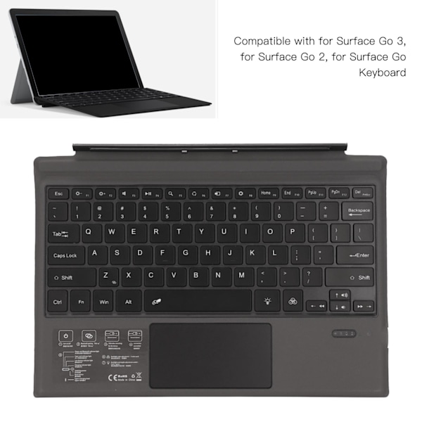Trådlöst Bluetooth-tangentbord, uppladdningsbart, färgglatt tangentbord för Surface Go3, Surface Go2, SurfaceGo