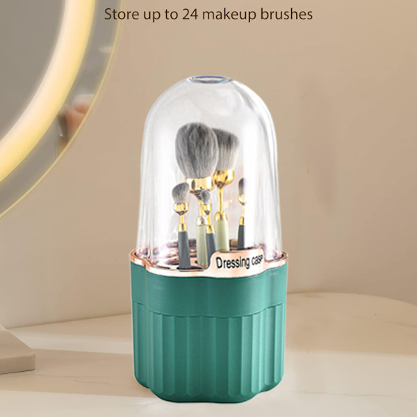 Makeup børsteholder organizer med låg, roterende støvtæt makeup børstebeholder