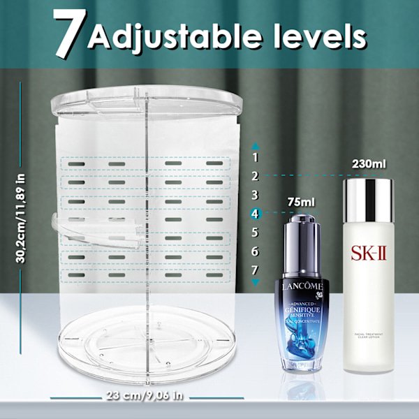 Auxmir® Stor Makeup Organizer 360° Roterende Skønhed Kosmetik Opbevaring på Stativ
