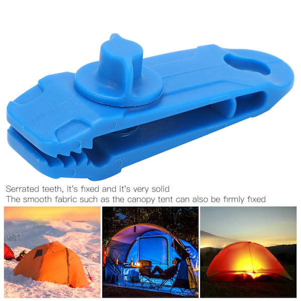 Kompakta presenningsklämmor, slitstark nylonkonstruktion, bred användning utomhus för camping, båtar, bilar, pooler