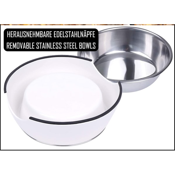 Halkfri Hundskål med Botten, Ergonomisk Lutande Design För Bekväm Ätning, Kraftigt Rostfritt Stål, BPA-Fri, Diskmaskinsäker, Livsmedelsgodkänd, Slagtålig