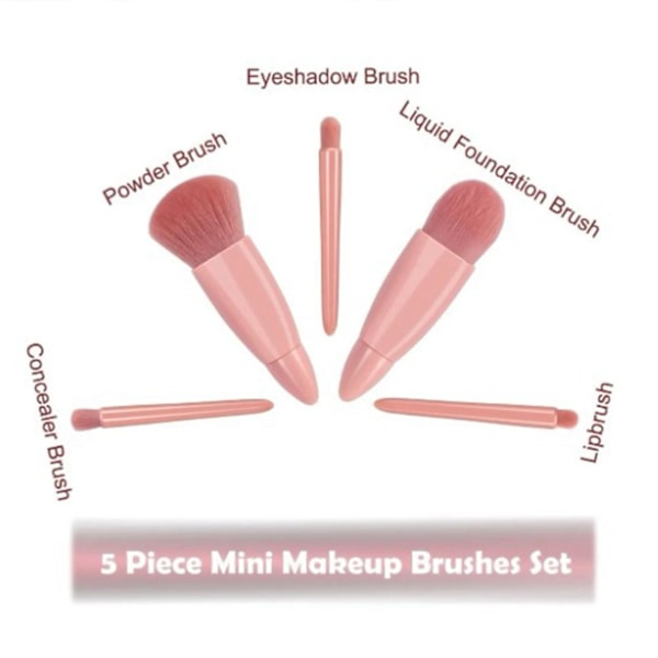 5 stk. Mini Make Up Pensel Kunstig Fiber Bærbar Blød Komplet Funktion Rejse Kosmetisk Pensel Sæt
