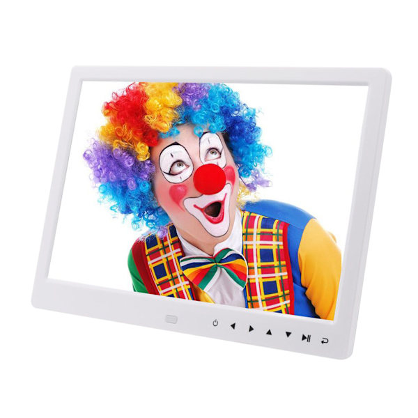 12'' Portabel HD Digital Fotoram Klocka Filmspelare Album med Fjärrkontroll (Vit AU AC110-240V)