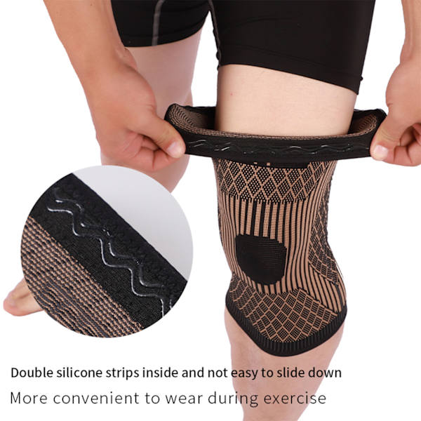 Nylon stickade knäskydd cykling basketboll badminton kopparfiber andningsbar halkfria sport knäskydd M