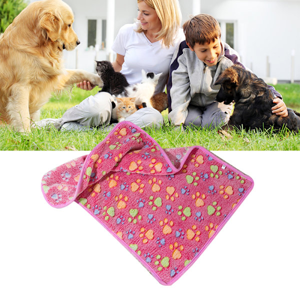 Mysiga Fleece Hundfiltar, Mjuka Filtar med Hundtassavtryck, Termisk Mjuk Fiber Skyddar Möbler för Hundar, Katter och Andra Husdjur (Inomhus & Utomhus