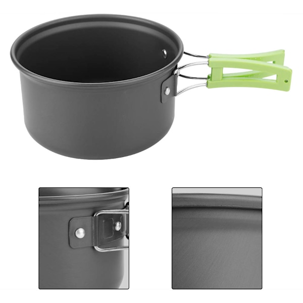 Camping Köksredskapsset, Portabel Utomhusmatlagningsutrustning Med Non-Stick Lätta Kastruller, Perfekt För Backpacking, Vandring Och Picknickar, Inkluderar Mesh-väska För