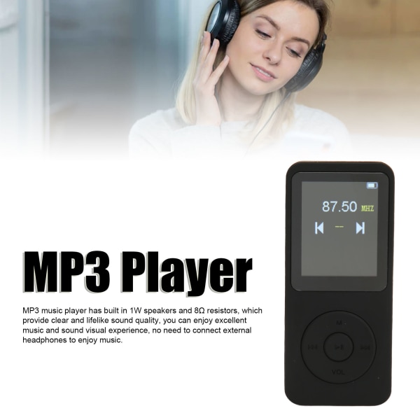 MP3-afspiller med Bluetooth 5.0 1W 8Ω HD-højttaler FM-radio HiFi-lydløs lyd Multifunktion bærbar MP3 MP4 musikafspiller